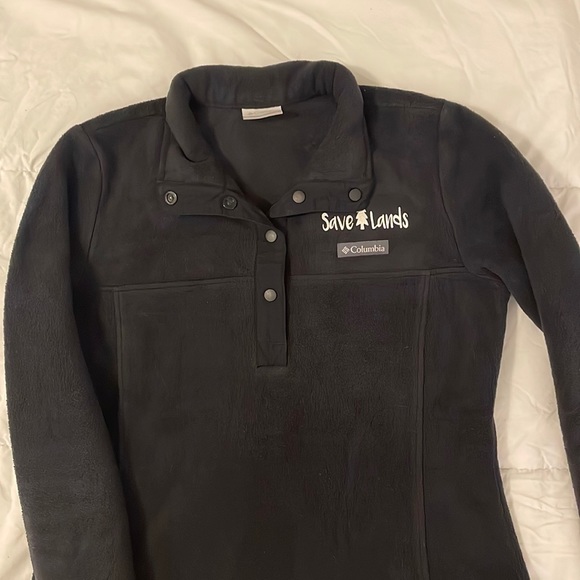 Columbia Sportswear Save Lands Logo Fleece Half Button Pullover Sweater Jacket - Picture 2 of 9